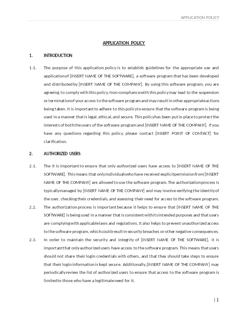 APPLICATION POLICY