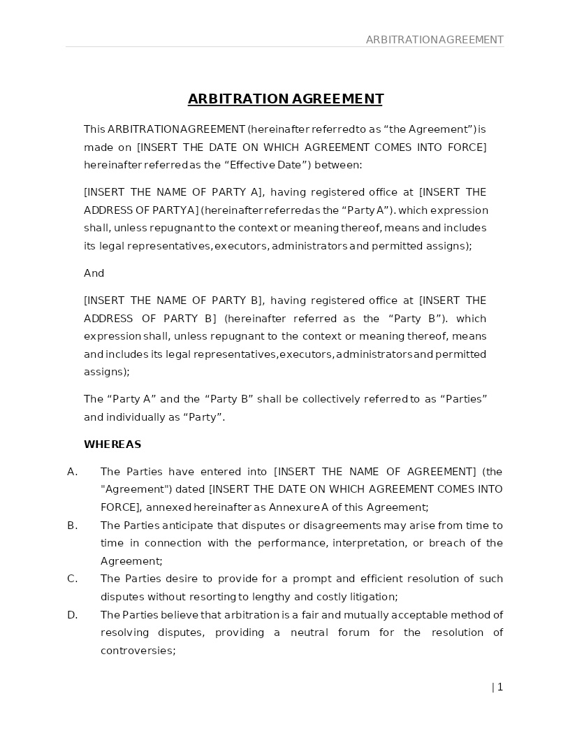 ARBITRATION AGREEMENT