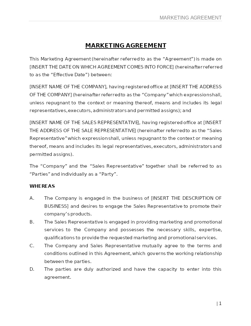 MARKETING AGREEMENT