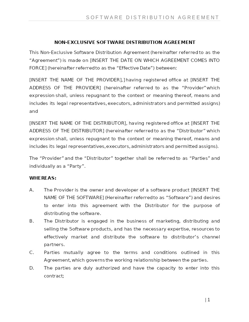 EXCLUSIVE SOFTWARE DISTRIBUTION AGREEMENT