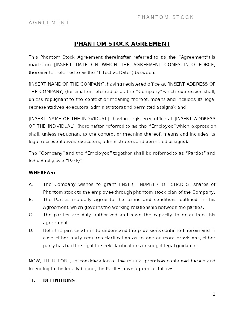 PHANTOM STOCK AGREEMENT