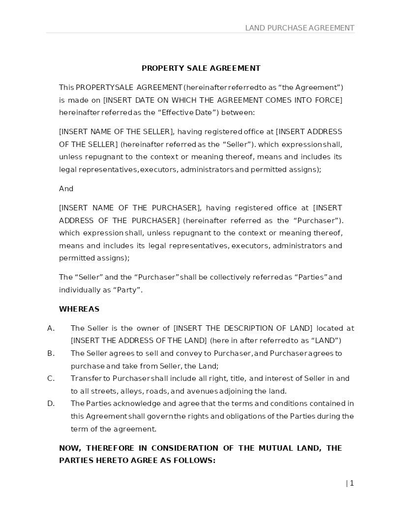 PROPERTY SALE AGREEMENT
