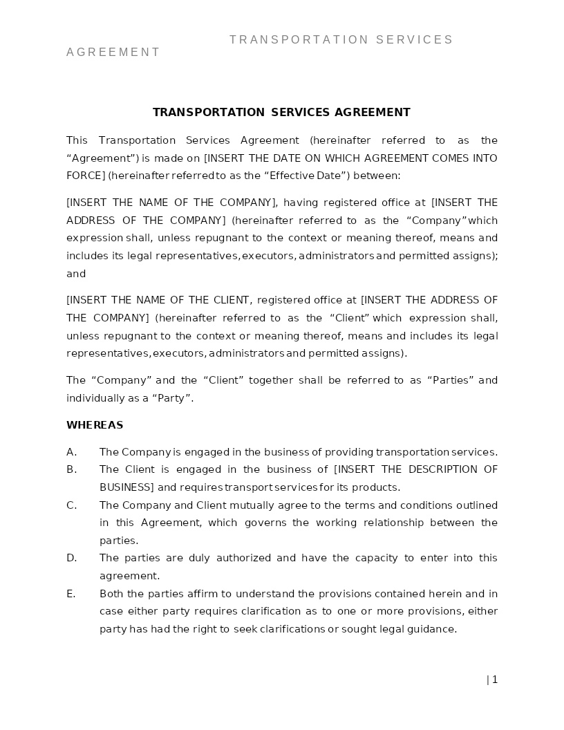 TRANSPORTATION SERVICES AGREEMENT